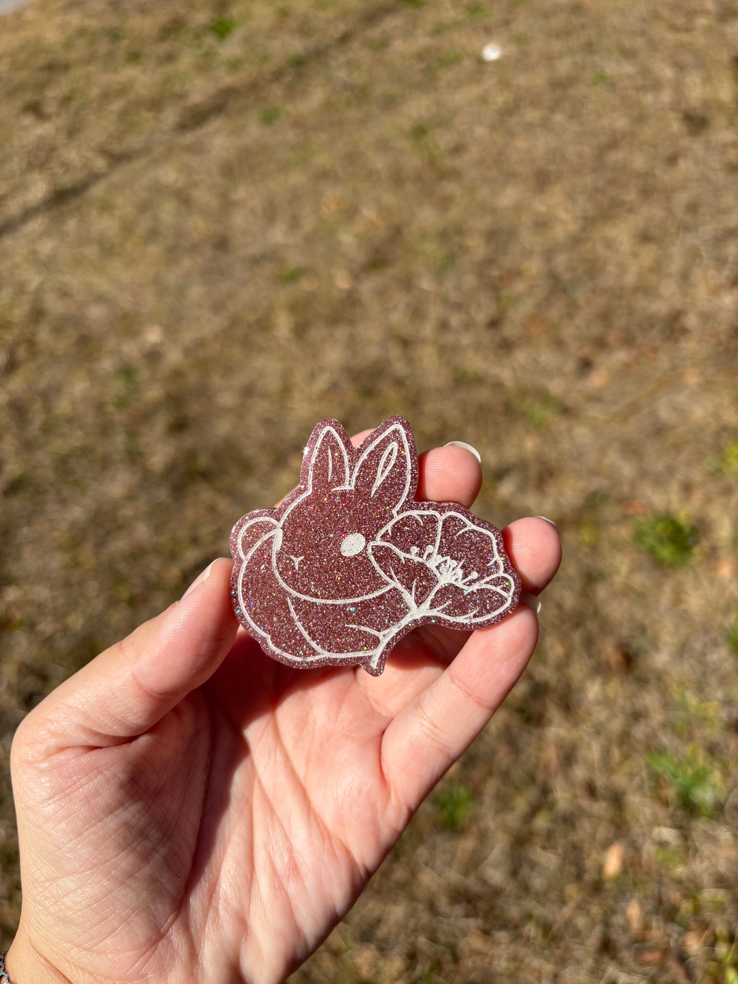Custom Bunny Holding Flower