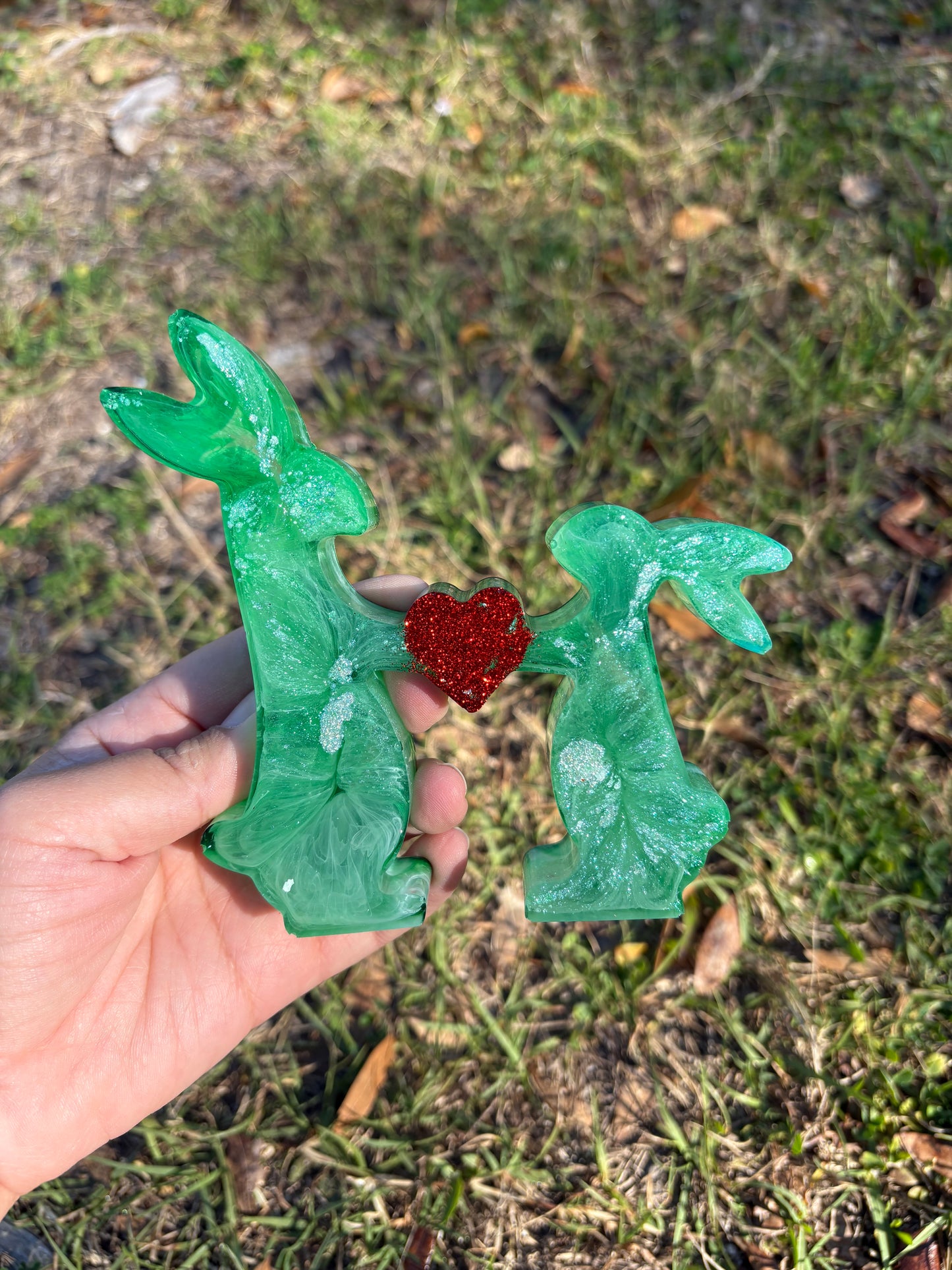 Custom Rabbits Holding Heart